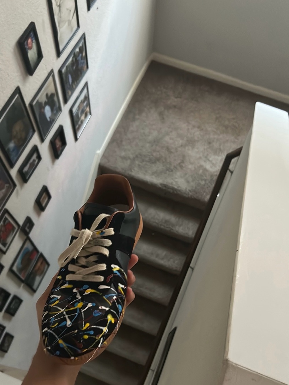 Maison Martin Margiela Black Sneaker with Paint-Splash Detail